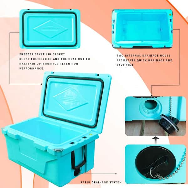 65 qt. Outdoor Fishing Portable Cooler Camping Ice Chest Cooler Box in Blue