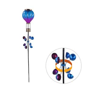 Solar Blue/Purple Hot Air Balloon Spinning Garden Stake with LED