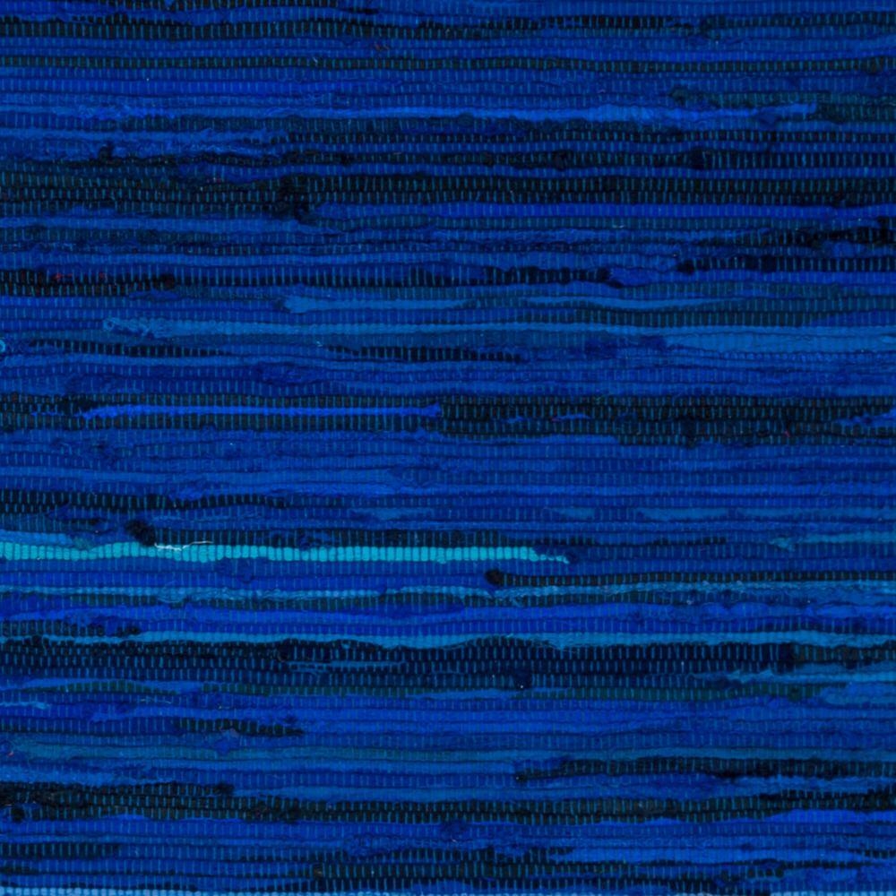 Handmade Blue Cotton Stripe 6' x 6' Square Rug