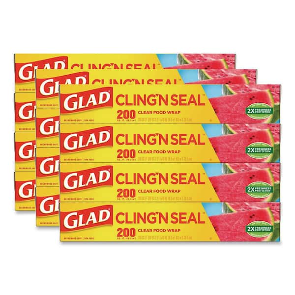 Glad 12 in. x 200 ft. Clear Plastic Cling Wrap (12-Case)