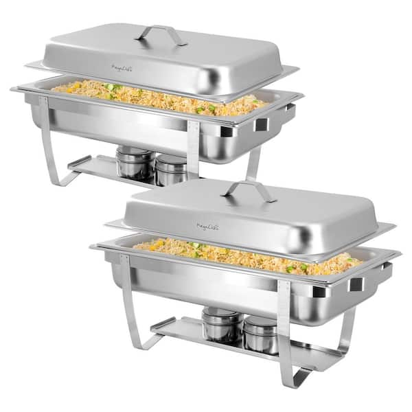 9.5 qt. Stackable Stainless Steel Professional Chafing Dish/Food Warmer/Buffet Server Serving Trays, Set of 2