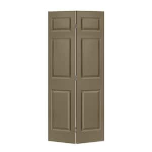 30 in. x 84 in. 6-Panel Olive Green Painted MDF Hollow Core Composite Bi-Fold Closet Door with Hardware Kit