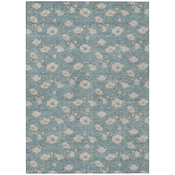 Chantille Machine Washable Indoor/Outdoor Abstract ACN2792 Teal 8 ft. x 10 ft. Area Rug