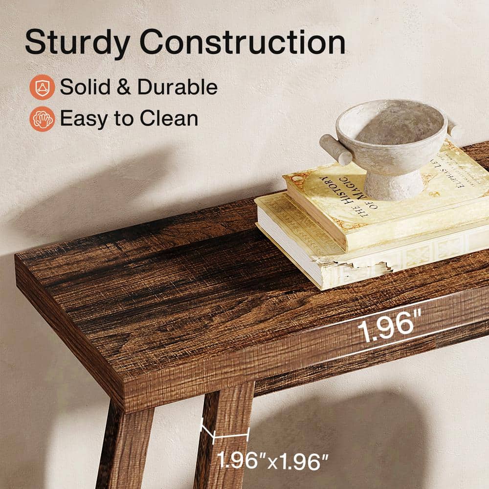 70.9-Inch Rustic Brown Wooden Console Table with Storage