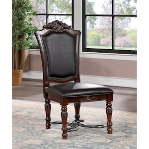 Cabone Brown Cherry and Black Faux Leather Dining Chairs (Set of 2)