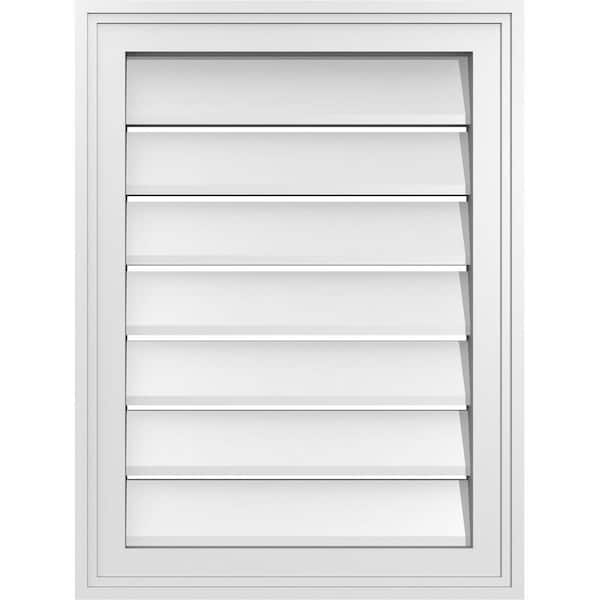 Ekena Millwork 18" x 24" Vertical Surface Mount PVC Gable Vent: Functional with Brickmould Frame