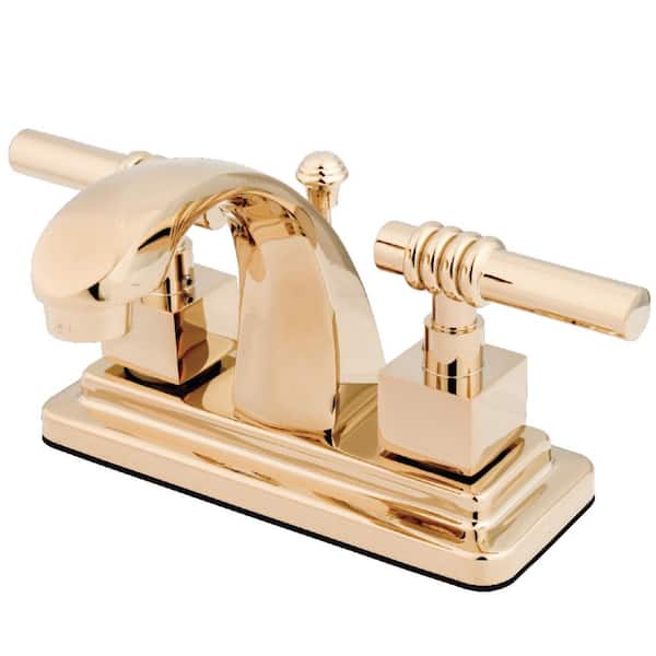 Kingston Brass Milano 4 in. Centerset 2-Handle Bathroom Faucet in Polished Brass