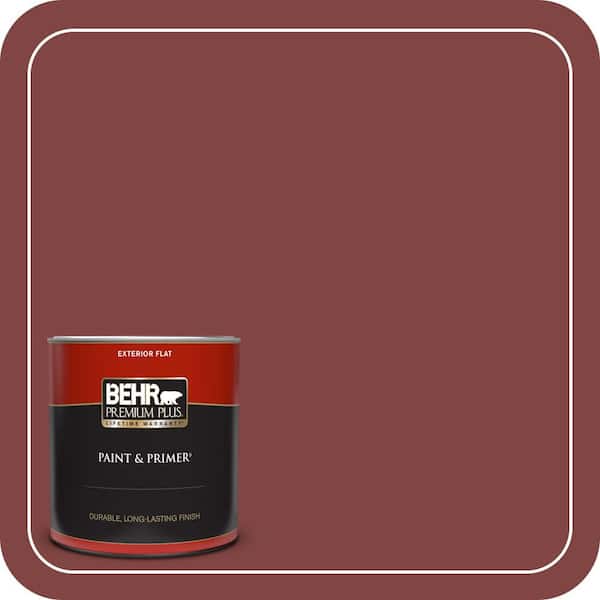 BEHR PREMIUM PLUS 1 qt. #ECC-15-3 Cherry Bark Flat Exterior Paint & Primer