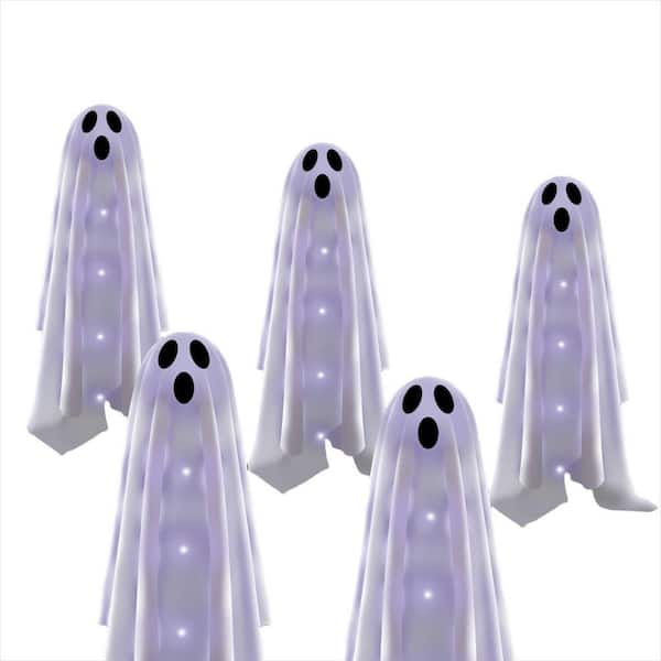 18 in. Halloween Ghost Decorations Lights with Scary Party Gifts Decor for Halloween, Cold White (6-Pack)