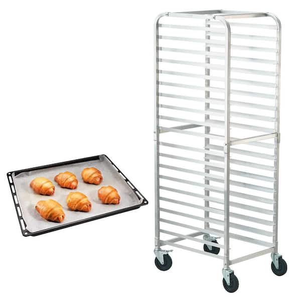 Bun Pan Rack 20-Tier Commercial Bakery Racks with Brake Wheels26 in. L x 20.4 in. W x 70 in. H Bread Baking Equipment