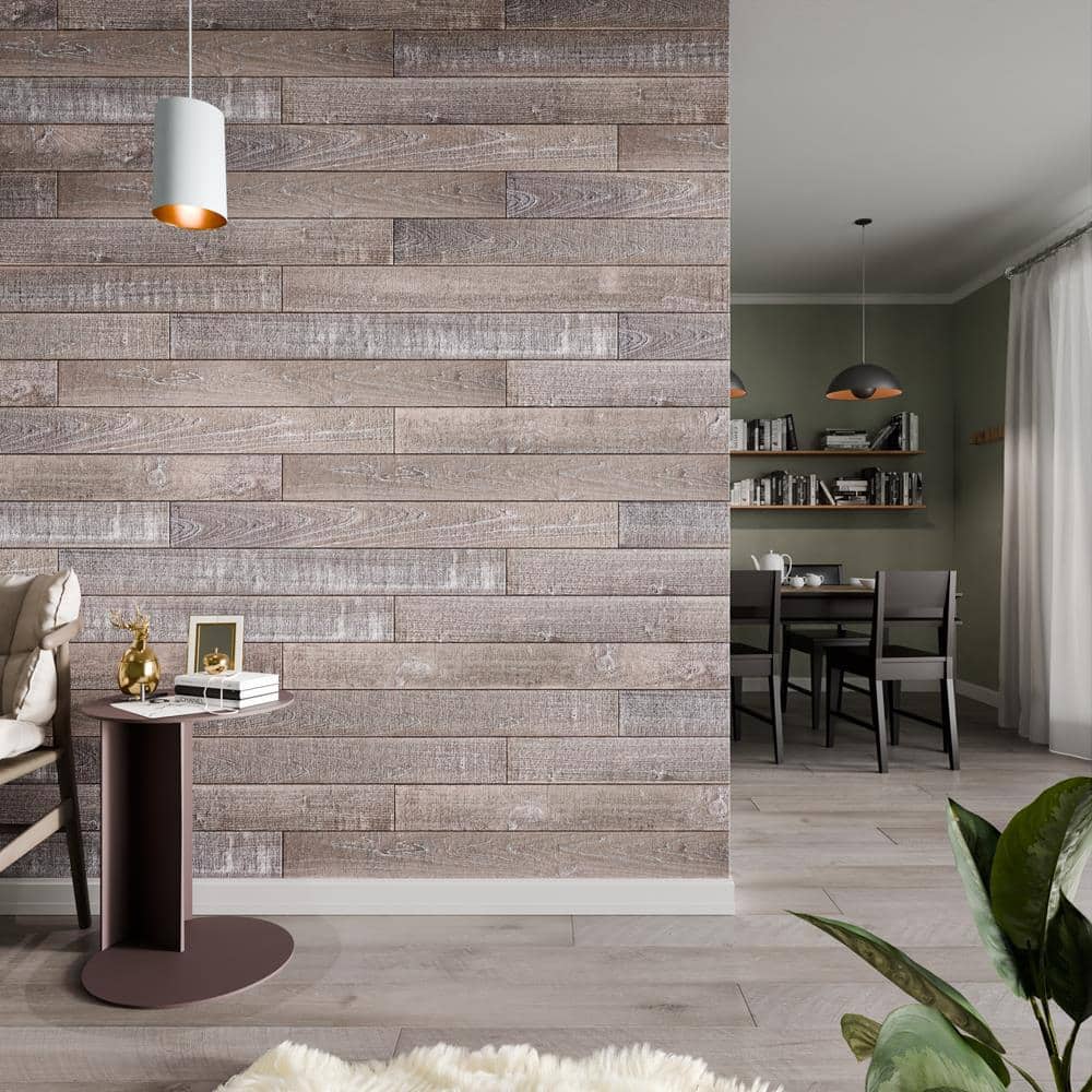 Antique Distressed Poplar Barn Wood Wall Planks 4 ft. 6-Pack