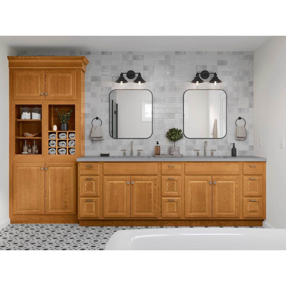 Medium Oak 3-Drawer Bathroom Vanity Base Cabinet