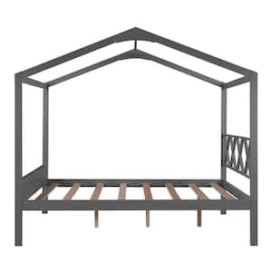 Gray Wood Frame Full Panel Bed