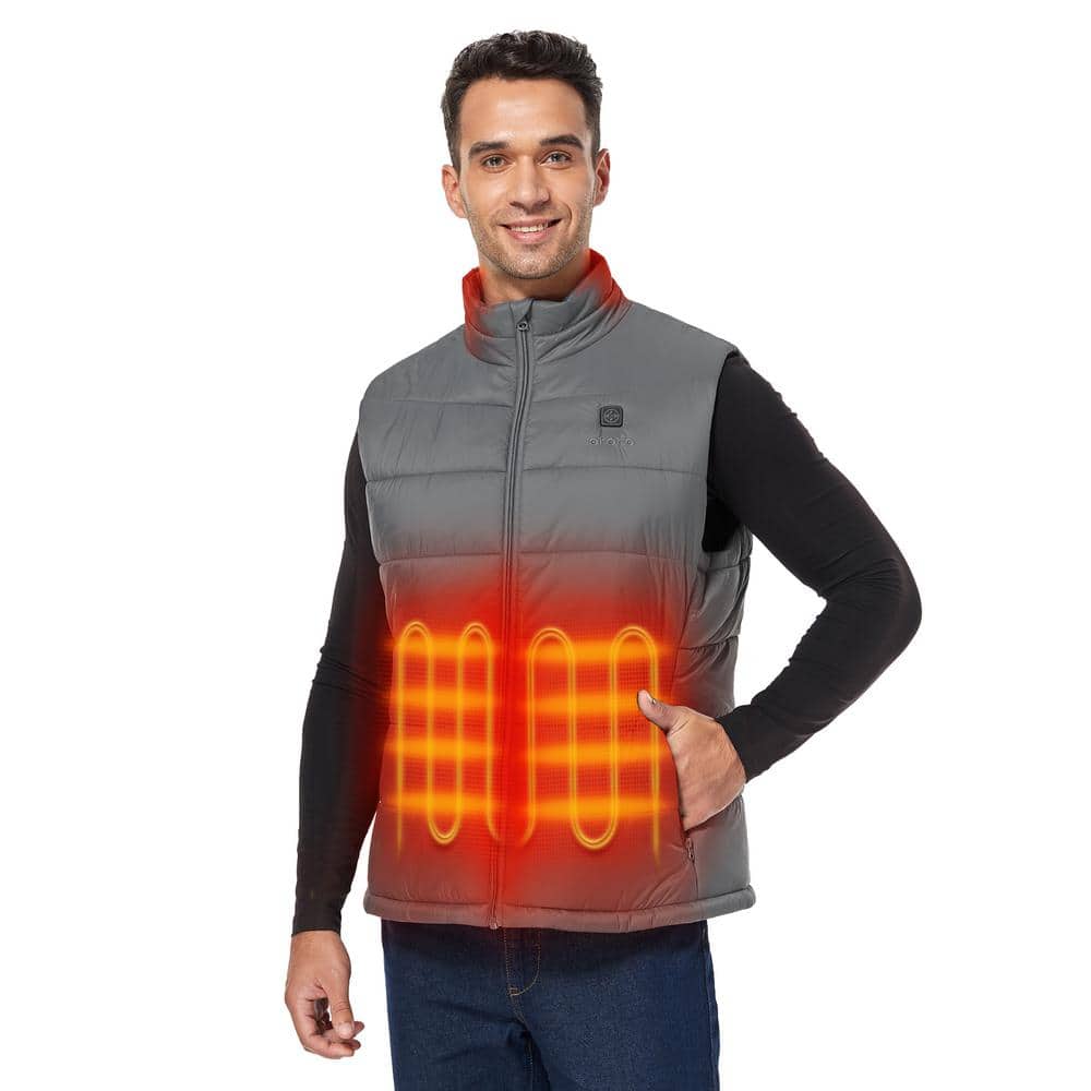 ORORO Men's 3XLarge Dark Gray 7.38Volt LithiumIon Heated Vest with 1