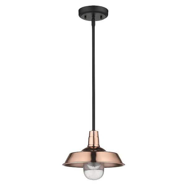 60-Watt 1 Light Copper Pendant Light with Crystal, No Bulbs Included