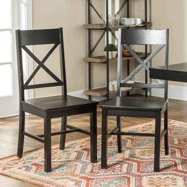 Millwright Antique Black Wood Dining Chair (Set of 2)
