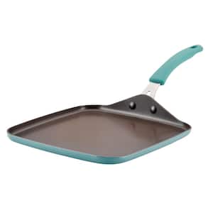 Cook + Create 11 in. x 11 in. Agave Blue Aluminum Nonstick Stovetop Griddle Pan