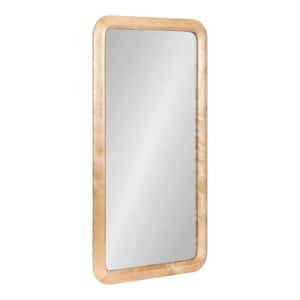 Pao 16.75 in. W x 31.50 in. H Rectangle Wood Natural Framed Mid Century Modern Wall Mirror