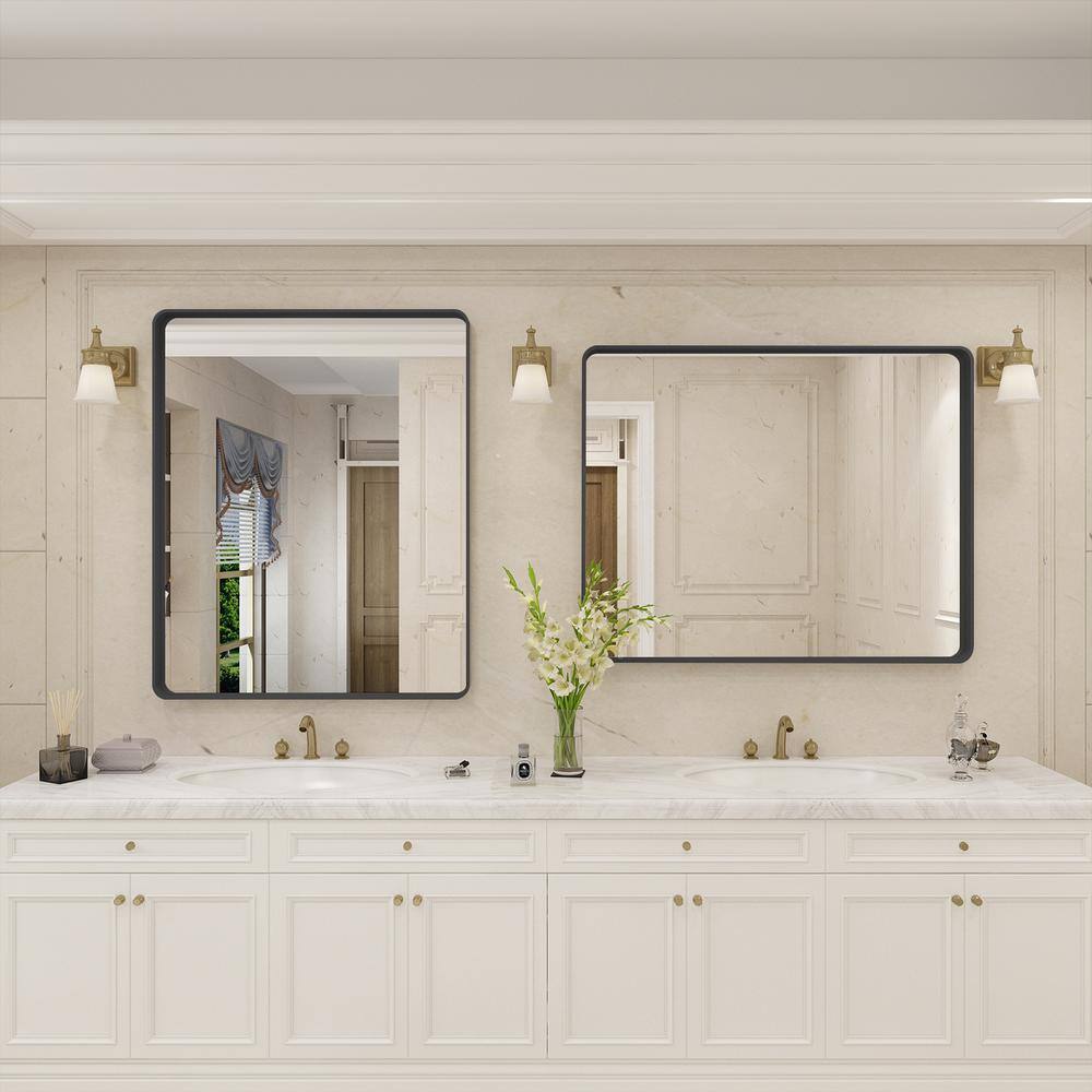 Matte Black Aluminum Rectangular Floating Vanity Mirror