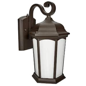 LED Outdoor Wall Light, Porch Lantern, Bronze with Frosted Glass, Dusk to Dawn Sensor, 750 Lumens, 3 CCT 3000K-5000K