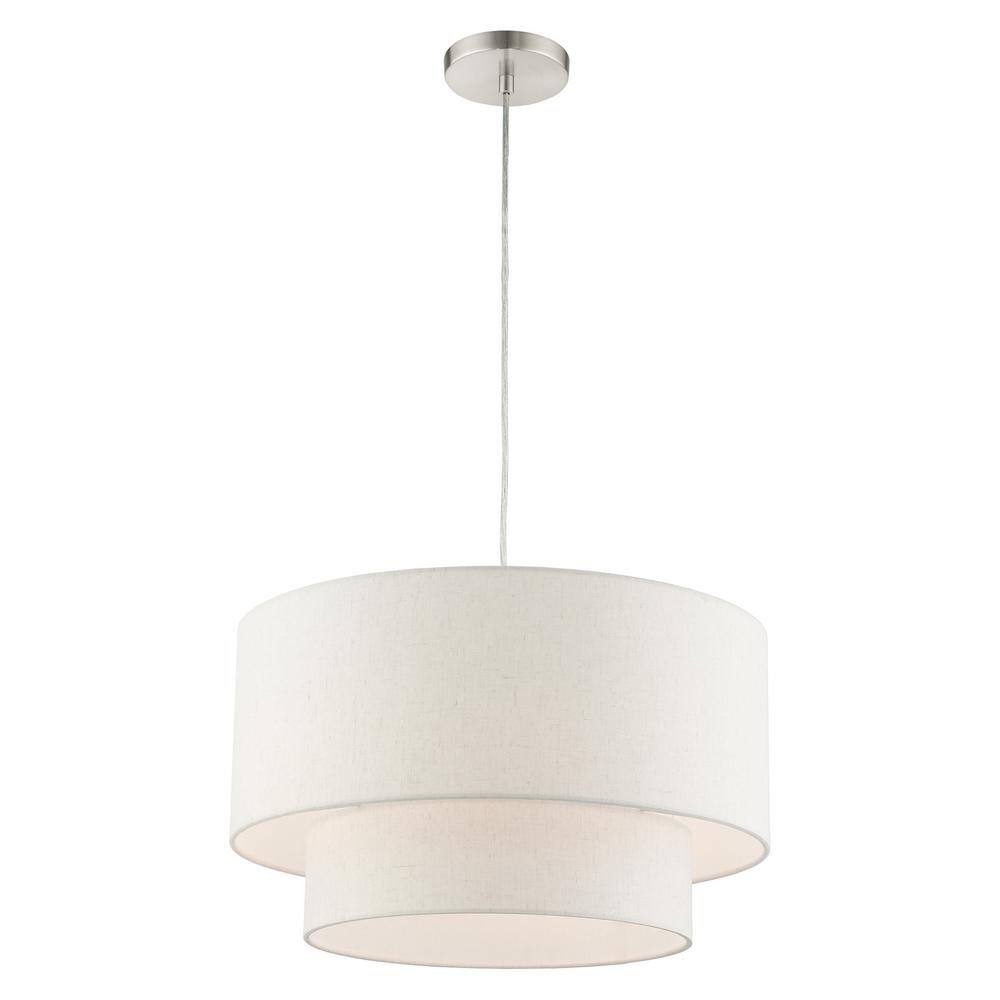 Contemporary Brushed Nickel 3-Light Indoor Drum Pendant