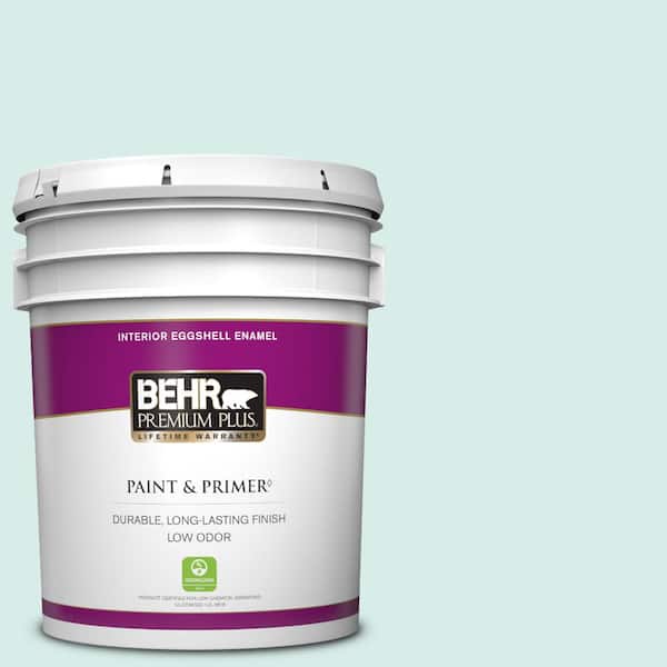 BEHR PREMIUM PLUS 5 gal. #M450-1 Dew Pointe Eggshell Enamel Low Odor Interior Paint & Primer