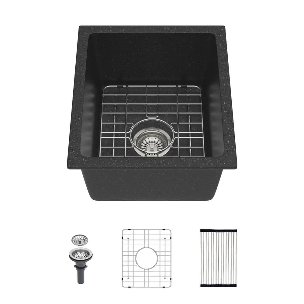 17.55 in. Undermount Single Bowl Black Granite Composite Kitchen Sink price history on PriceWatchPro