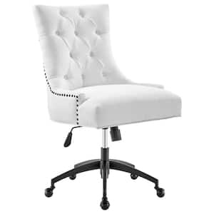 Regent Tufted White Fabric Seat Office Chair with Matte Black Metal Base