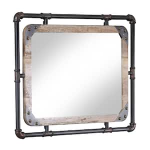 Medium Rectangle Rustic Beige Antiqued Contemporary Mirror (23.63 in. H x 31.5 in. W)