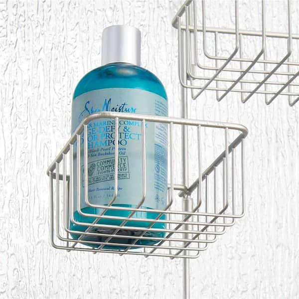Over the Shower Mounted Bathroom Shower Caddy Hanging Rack with Hooks in  Satin Nickel