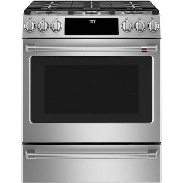Cafe 30 in. 5.6 cu. ft. Smart Slide-In Gas Range in Stainless Steel with True Convection, Air Fry