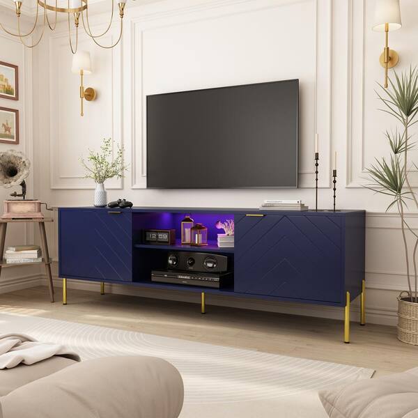 Clihome Modern/Contemporary Navy Tv Cabinet (Accommodates TVs up to 60-in)