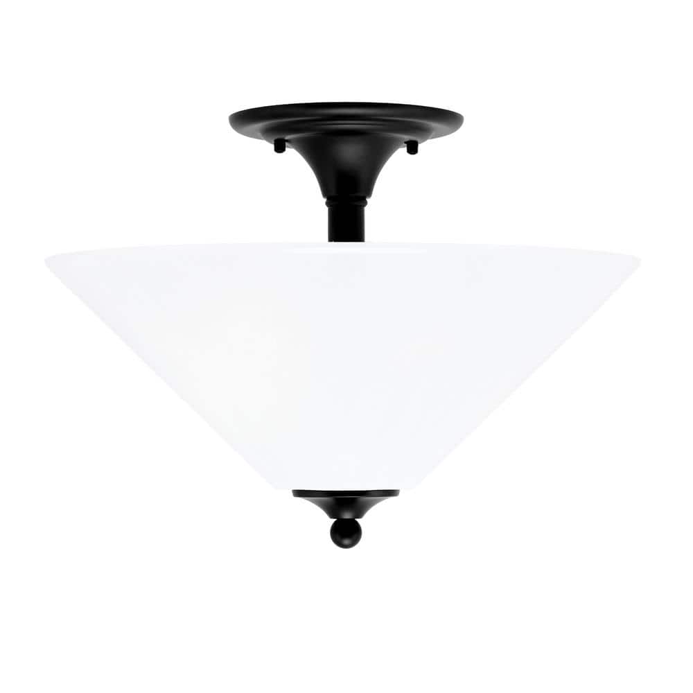 Bristol 16 in. 2-Light Matte Black Transitional Semi-Flush Mount with 16 in