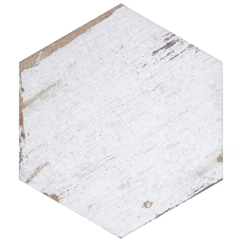 Retro Hex Blanc 7" x 8" Porcelain Hexagon Tile for Walls & Floors