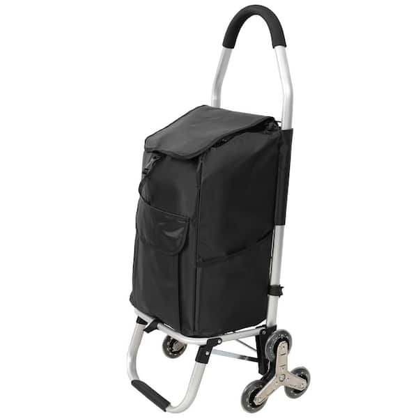Black Shopping Trolley with Wheels Cleaning Cart