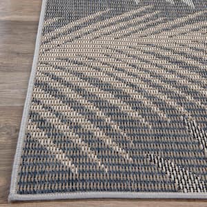 Gray 5 ft. x 7 ft. Bahama Palm Frond Indoor/Outdoor Area Rug