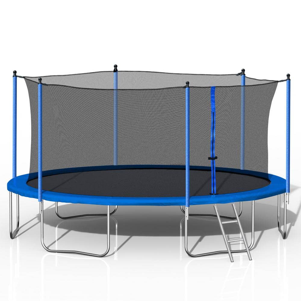 14 ft. Outdoor Big Trampoline with Inner Safety Enclosure Net, Ladder, PVC 