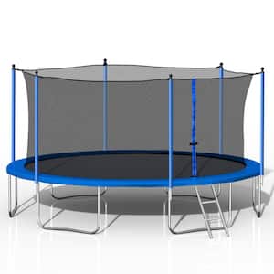 14 ft. Outdoor Big Trampoline with Inner Safety Enclosure Net, Ladder, PVC Spring Cover Padding, Heavy-Duty Jumping Mat