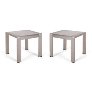 Cape Coral Silver Outdoor Patio Aluminum Side Table (Set of 2)