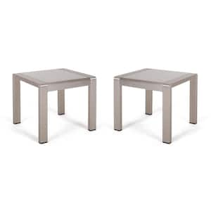 Cape Coral Silver Outdoor Aluminum Side Table (Set of 2)