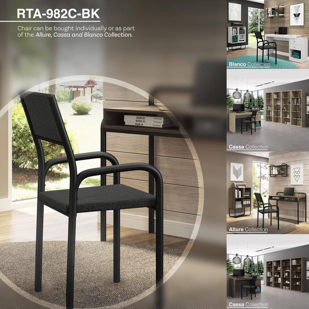 Black Armless Office Chair with Metal Frame