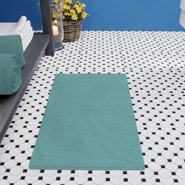 Bathroom Rugs, Chenille Bath Mats Microfiber, Spa Blue,17x24, Mayshine