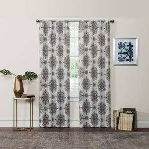 Yellow Medallion Rod Pocket Blackout Curtain - 37 in. W x 84 in. L