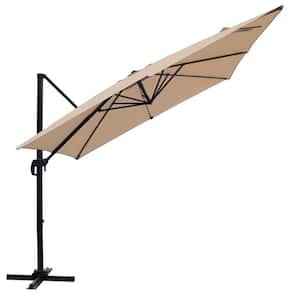 10 ft. x 10 ft. 360° Rotating Aluminum Cantilever Patio Umbrella with Cross Base in Cream