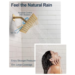ClassicRain Single Handle 2-Spray Shower Faucet 2.5 GPM with Anti Scald in Brushed Gold