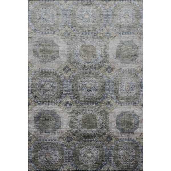Mayfield Premium Machine Washable Abstract AMF1944 Mocha 10 ft. x 14 ft. Area Rug