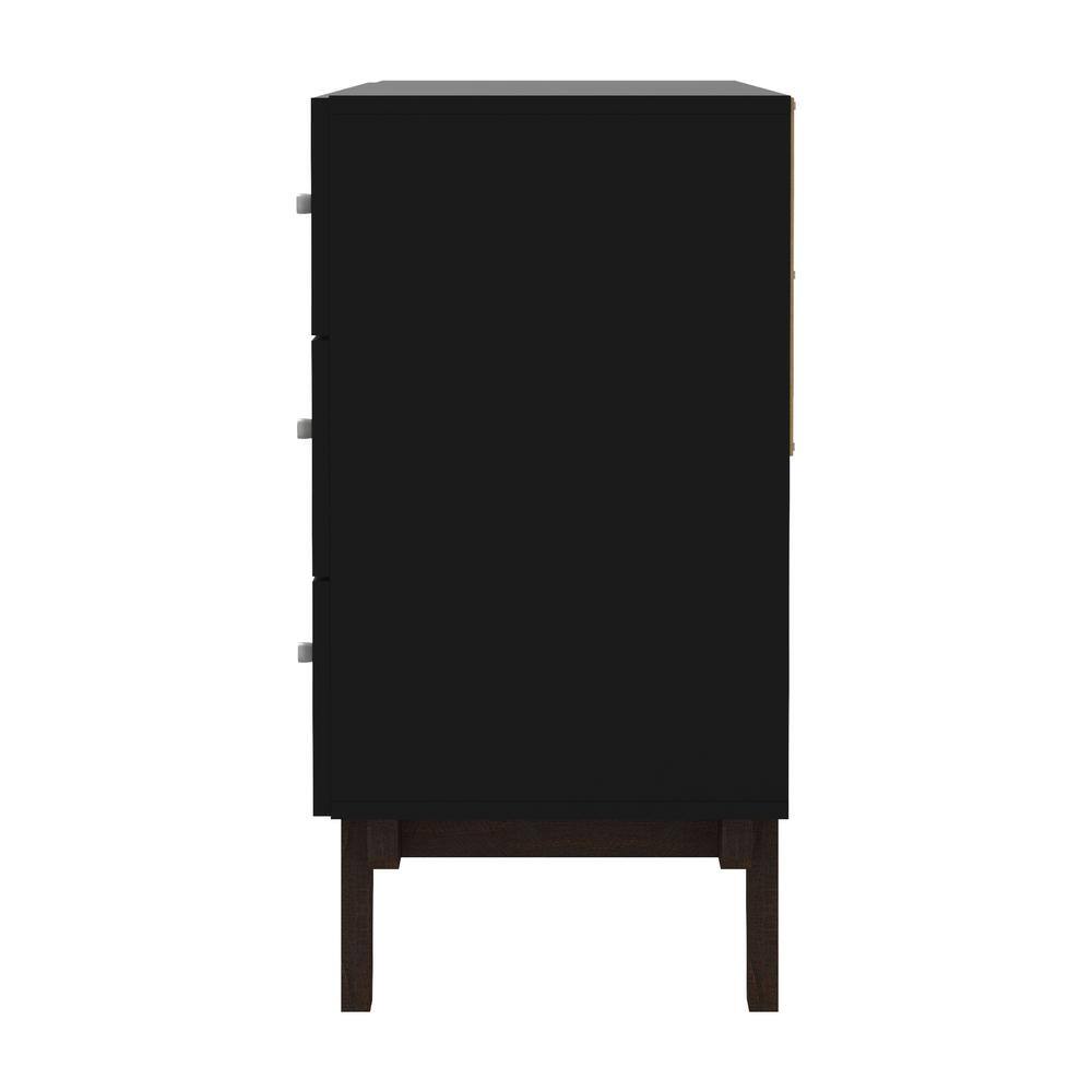 Matte Black Mid-Century Modern 6-Drawer Wood Dresser