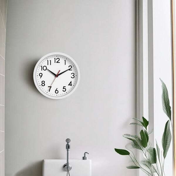 Afoxsos 12 in. White Analog Silent Non-Ticking Battery Operated