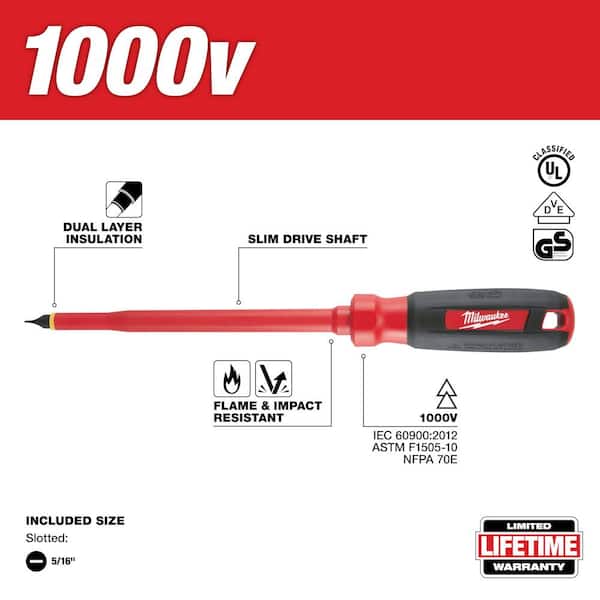 5/16 in. Slotted 7 in. 1000-Volt Insulated Screwdriver