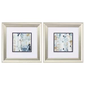 13 in. X 13 in. Blue Watercolor Wooden Brushed Silver Gallery Picture Frame (Set of 2)